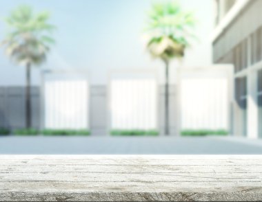 Top masa ve bina, arka plan bulanıklık