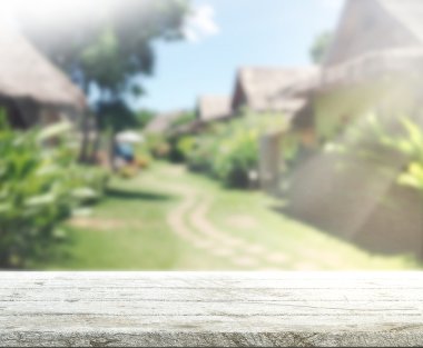 Top masa ve bina, arka plan bulanıklık