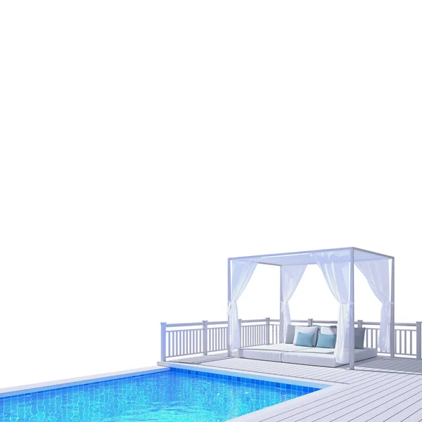 スイミング プールとテラスの外観の背景をぼかし — ストック写真