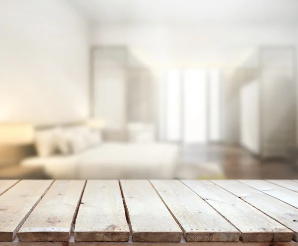 Dessus de table et fond flou dans la chambre — Photo