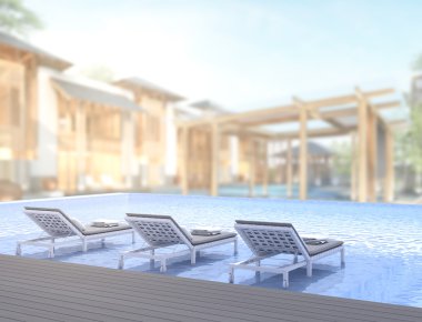 Yüzme Havuzu ve Teras dış arka plan bulanıklık