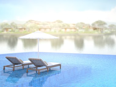 Yüzme Havuzu ve Teras dış arka plan bulanıklık