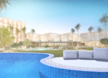 Yüzme Havuzu ve Teras dış arka plan bulanıklık