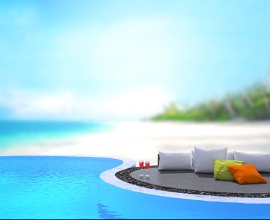 Yüzme Havuzu ve Teras, doğa arka plan bulanıklık