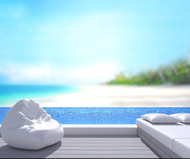 Yüzme Havuzu ve Teras, doğa arka plan bulanıklık