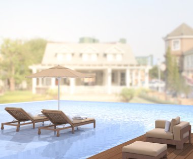 Yüzme Havuzu ve Teras dış arka plan bulanıklık