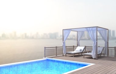 Yüzme Havuzu ve Teras dış arka plan bulanıklık