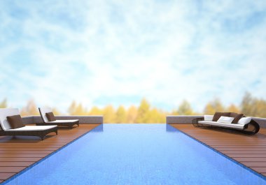 Yüzme Havuzu ve Teras, doğa arka plan bulanıklık