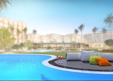 Yüzme Havuzu ve Teras dış arka plan bulanıklık