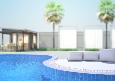 Yüzme Havuzu ve Teras dış arka plan bulanıklık