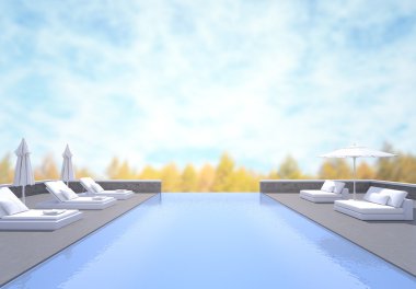 Yüzme Havuzu ve Teras, doğa arka plan bulanıklık