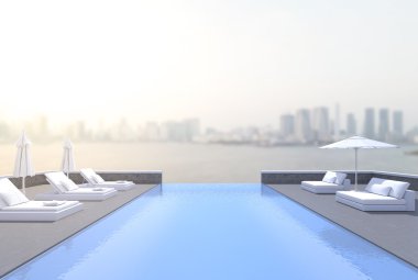 Yüzme Havuzu ve Teras dış arka plan bulanıklık