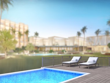 Yüzme Havuzu ve Teras dış arka plan bulanıklık