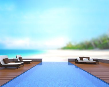 Yüzme Havuzu ve Teras, doğa arka plan bulanıklık