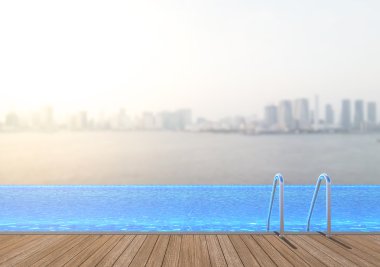 Yüzme Havuzu ve Teras dış arka plan bulanıklık