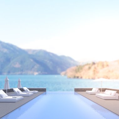 Yüzme Havuzu ve Teras, doğa arka plan bulanıklık