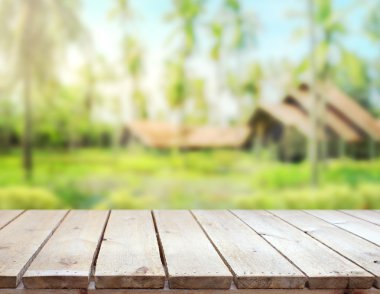 Top masa ve bina, arka plan bulanıklık