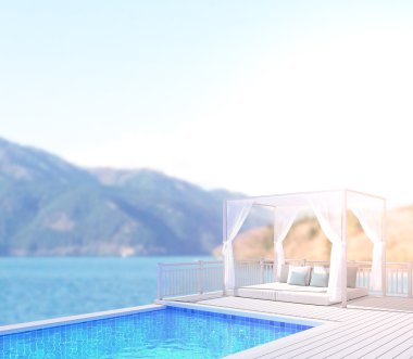 Yüzme Havuzu ve Teras, doğa arka plan bulanıklık