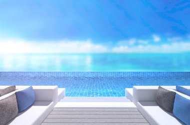 Yüzme Havuzu ve Teras, doğa arka plan bulanıklık