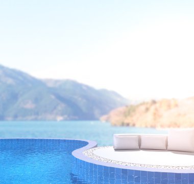 Yüzme Havuzu ve Teras, doğa arka plan bulanıklık