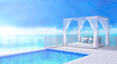 Yüzme Havuzu ve Teras, doğa arka plan bulanıklık