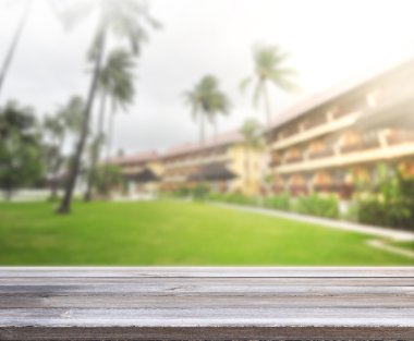 Top masa ve bina, arka plan bulanıklık