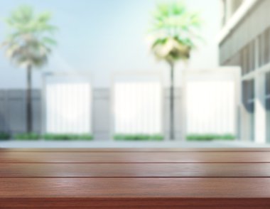 Top masa ve bina, arka plan bulanıklık