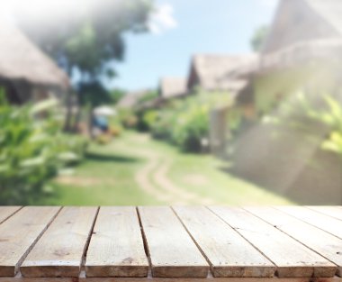 Top masa ve bina, arka plan bulanıklık