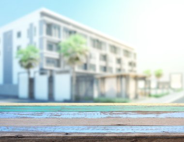 Top masa ve bina, arka plan bulanıklık