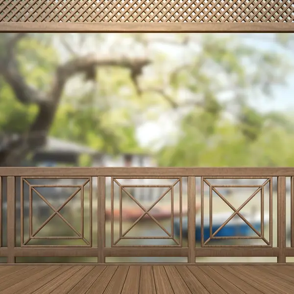 Balkong och terrass av oskärpa natur bakgrund — Stockfoto