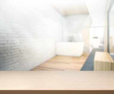 Arka planda Office ahşap masa