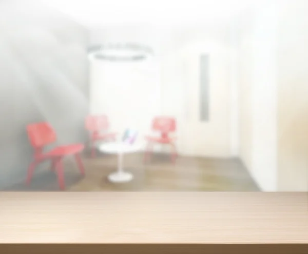 Wood Table Of Blur Background in Office — Stock Photo, Image