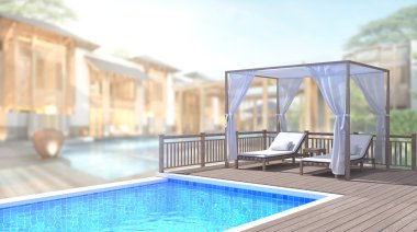 Yüzme Havuzu ve Teras dış arka plan bulanıklık