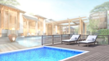 Yüzme Havuzu ve Teras dış arka plan bulanıklık