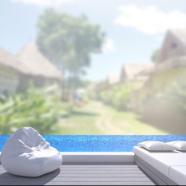 Yüzme Havuzu ve Teras dış arka plan bulanıklık