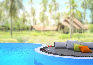 Yüzme Havuzu ve Teras dış arka plan bulanıklık