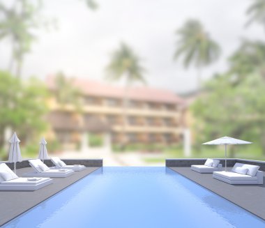 Yüzme Havuzu ve Teras dış arka plan bulanıklık