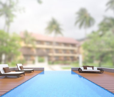 Yüzme Havuzu ve Teras dış arka plan bulanıklık