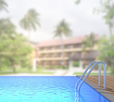 Yüzme Havuzu ve Teras dış arka plan bulanıklık