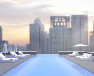 Yüzme Havuzu ve Teras dış arka plan bulanıklık