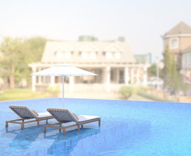 Yüzme Havuzu ve Teras dış arka plan bulanıklık