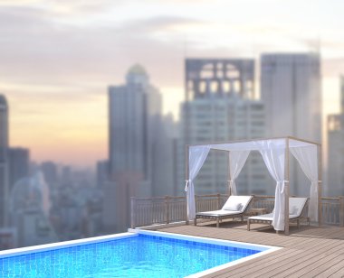 Yüzme Havuzu ve Teras dış arka plan bulanıklık