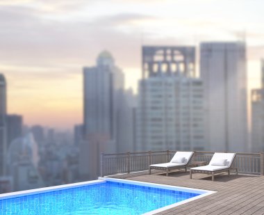 Yüzme Havuzu ve Teras dış arka plan bulanıklık