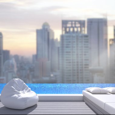 Yüzme Havuzu ve Teras dış arka plan bulanıklık