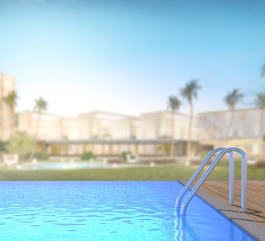 Yüzme Havuzu ve Teras dış arka plan bulanıklık