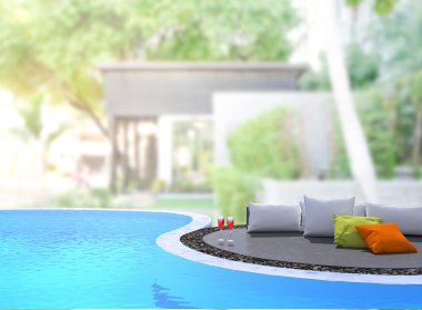 Yüzme Havuzu ve Teras dış arka plan bulanıklık