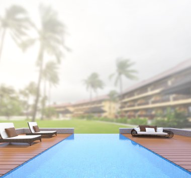 Yüzme Havuzu ve Teras dış arka plan bulanıklık