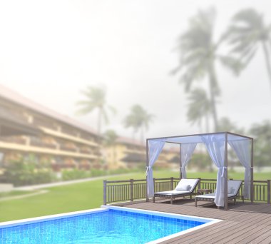 Yüzme Havuzu ve Teras dış arka plan bulanıklık
