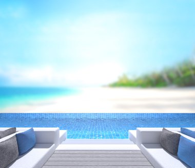 Yüzme Havuzu ve Teras, doğa arka plan bulanıklık