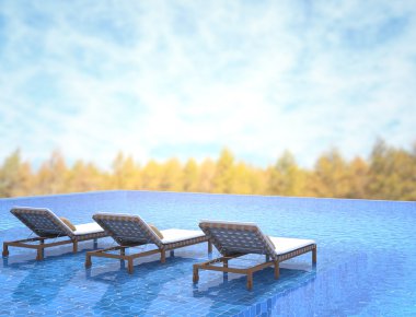 Yüzme Havuzu ve Teras, doğa arka plan bulanıklık